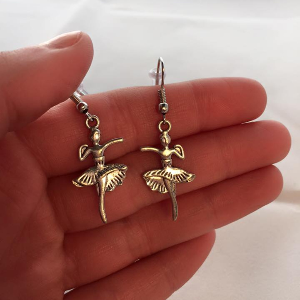 Silver Ballerina Ballet Earrings Hypoallergenic Hk 18$